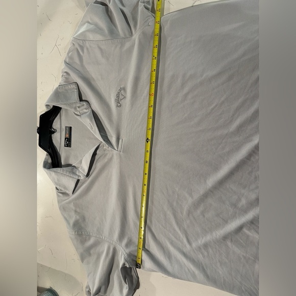 Callaway Golf Polo Shirt Men’s Large Gray White Performance Stripe Short Sleeve - Picture 6 of 7